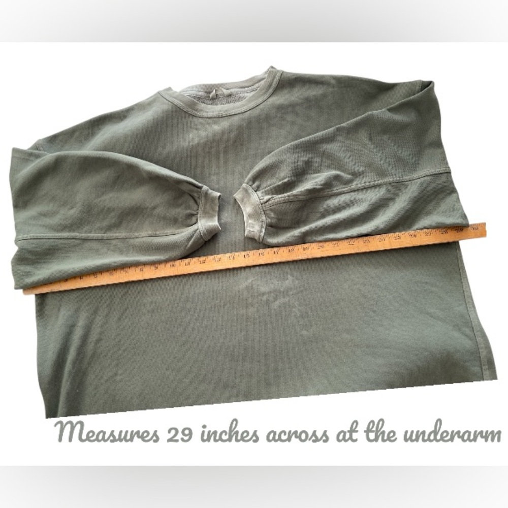 XL Aerie Oversized Sage Green  Distressed Sweatshirt with Balloon Sleeves, NWT - Picture 14 of 17